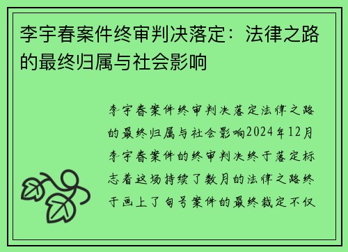 李宇春案件终审判决落定:法律之路的最终归属与社会影响