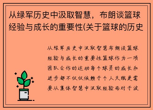 从绿军历史中汲取智慧,布朗谈篮球经验与成长的重要性(关于篮球的历史和现状的研究报告)